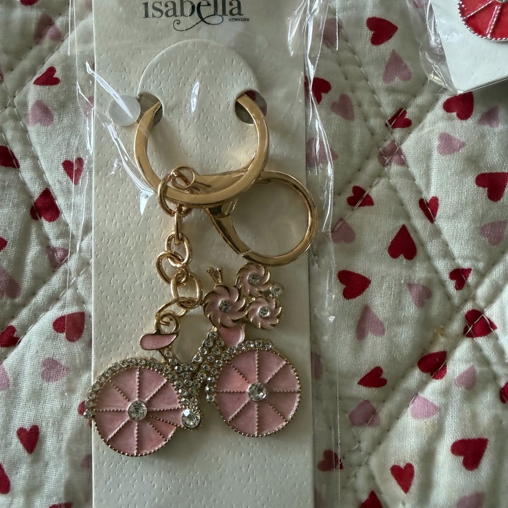 Pink Bicycle Keychain .